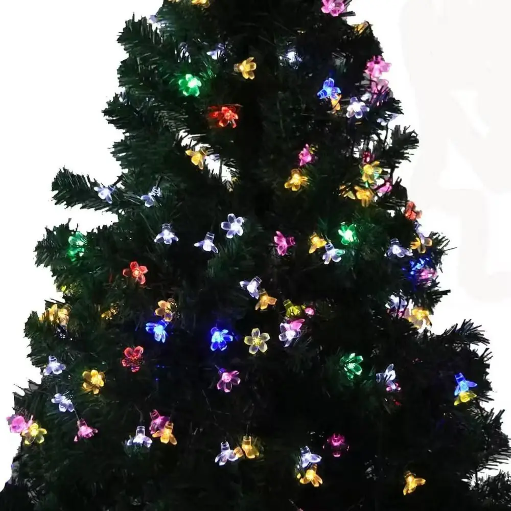 

12-метровые солнечные гирлянды, водонепроницаемые, с автоматическим включением/выключением, солнечные сказочные гирлянды, 100 светодиодных гирлянд Сакуры