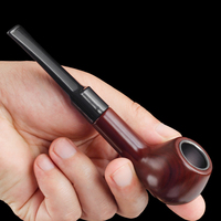 Traditional Straight Stem Tobacco Pipe, Bakelite Resin Filter, Durable Portable Smoking Accessory
