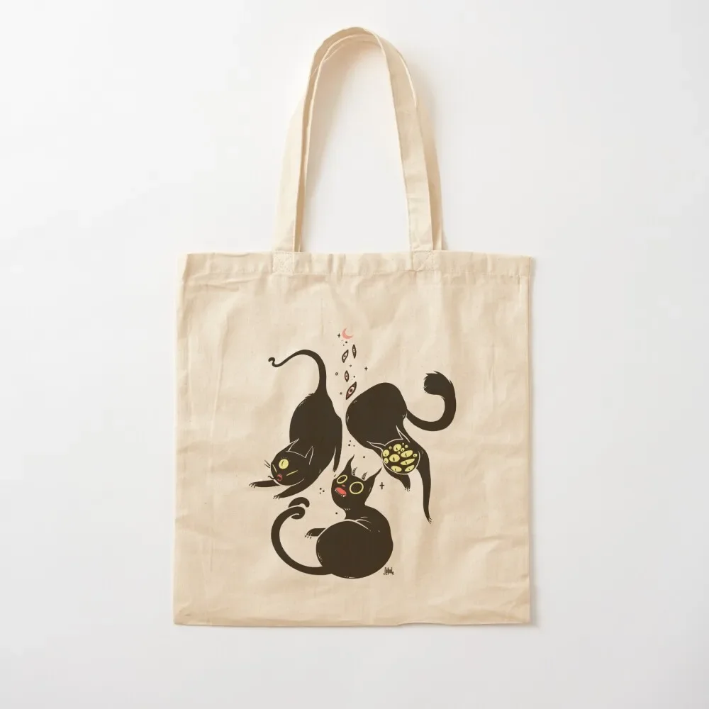 Strange Many Eyed Black Cats Tote Bag personalized tote large size bags shopping bag logo shopping bags foldable