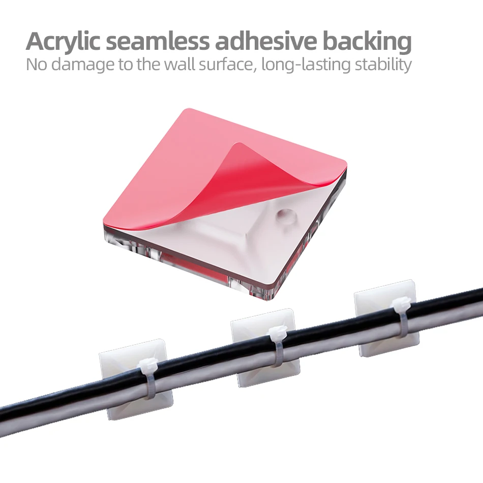 Cable Organizer 50 Pcs Self Adhesive Nylon Removable Base Cord Management Base Mount Zip Tie Mounts For Outdoor Cable Organizer