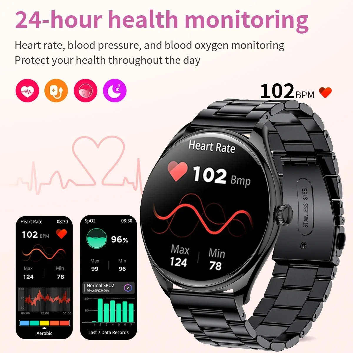 AMOLED Smart Watch Women Always on Display Clock Bluetooth Call Voice Control IP68 Waterproof Fitness Bracelet Smartwatch Women