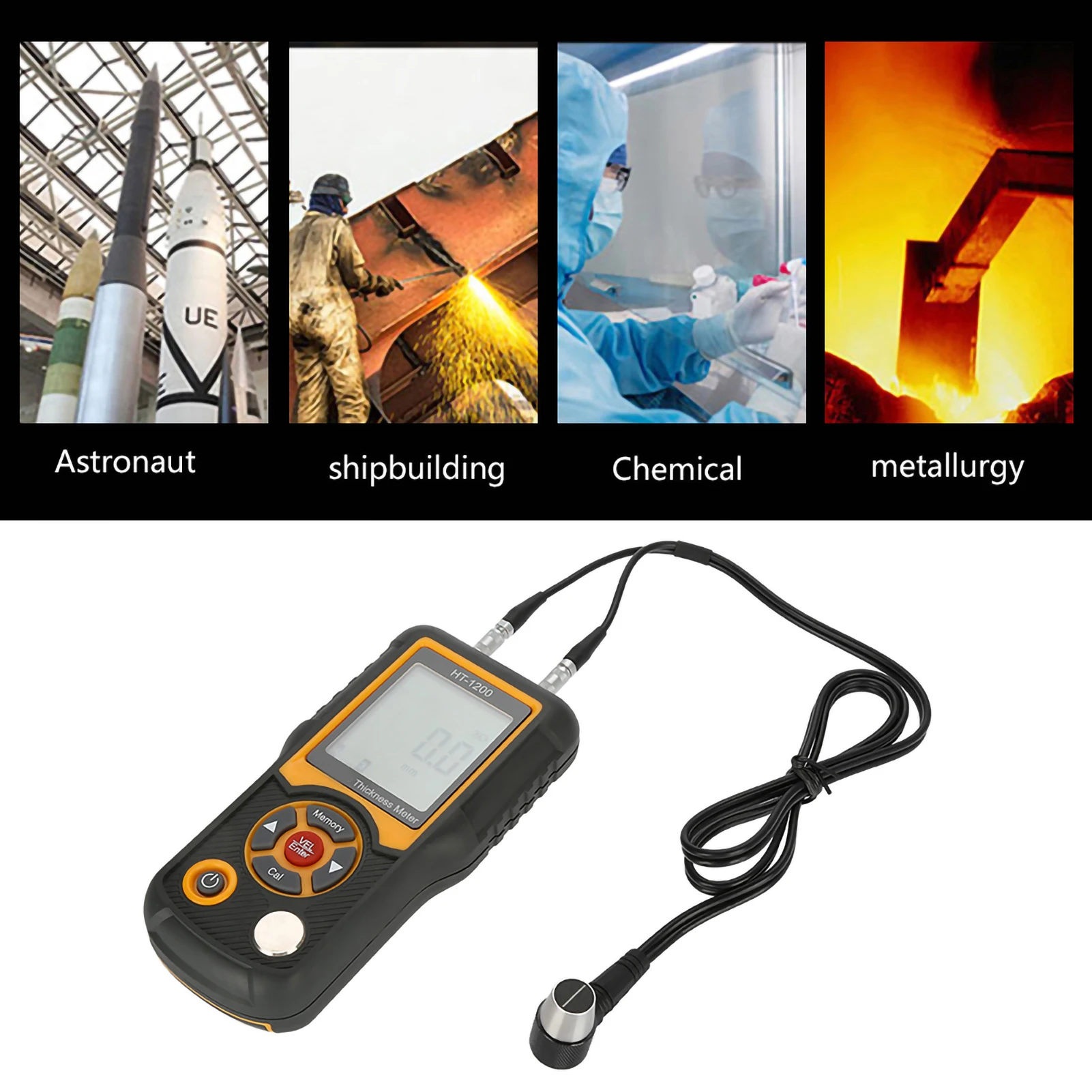 HT ‐ 1200 الرقمية LCD مقياس السماكة بالموجات فوق الصوتية تستر أداة قياس 2 ‐ 300 مللي متر المدى قياس سمك بالموجات فوق الصوتية