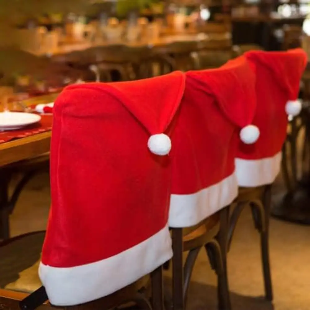 

4Pcs Christmas Chair Covers,Hat Chair Ba Covers For Xmas Holiday Festival Indoor Kitchen Bar Counter Stools Decorations Dining