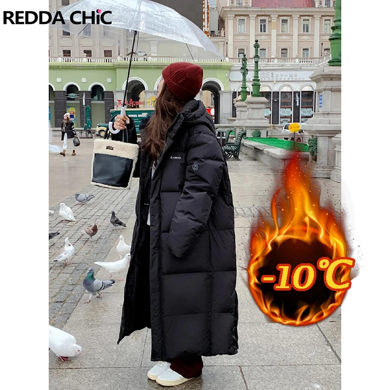 ReddaChic Women\'s Winter Down Coat Demi-season Jacket Long Solid Puffer Korea Dongdaemun Female Parkas Warm Winter Outerwear