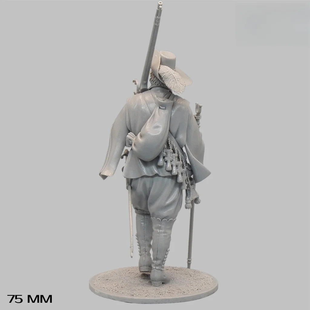 75MM Resin figure unpainted model kit, military theme, European Musketeers unassembled and unpainted GK, 1275R