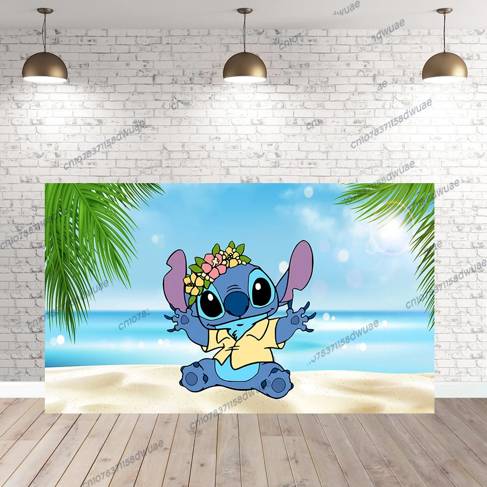 Lilo & Stitch 생일 사진 배경, 파티 사진 배경, 라운드 및 실린더 플린스 커버, 사진 배경