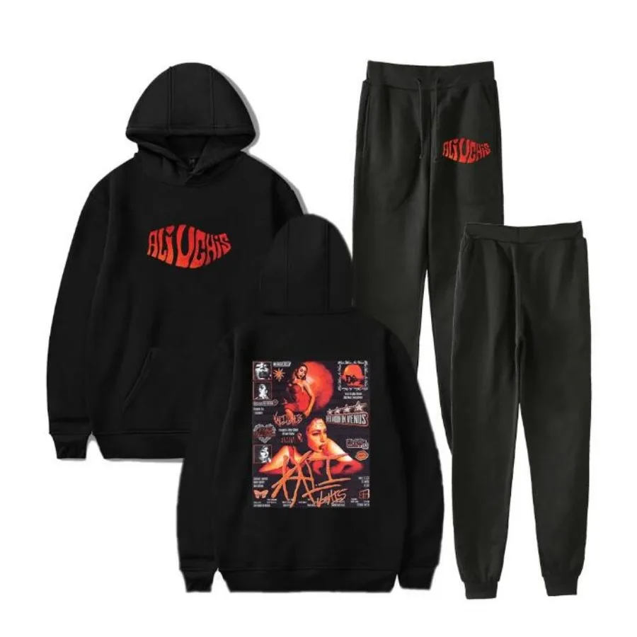 Kali Uchis Red Moon in Venus West Coast Tour conjunto de ropa deportiva para hombre, chándal informal, conjunto de dos piezas, Top y pantalones, traje deportivo