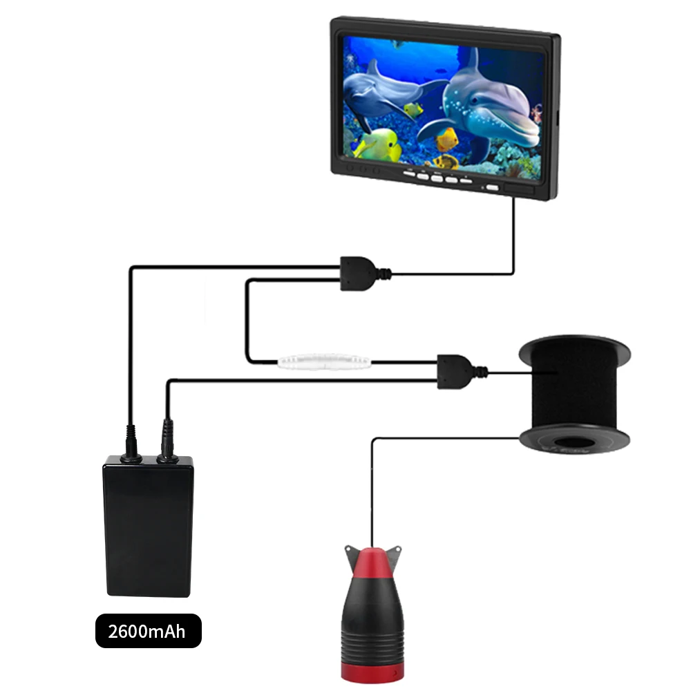 Erchang 7 Inch Underwater Fishing Camera 15M Infrared 24PCS Lights Waterproof Fish Finder Camera For Winter Ice  Fishing