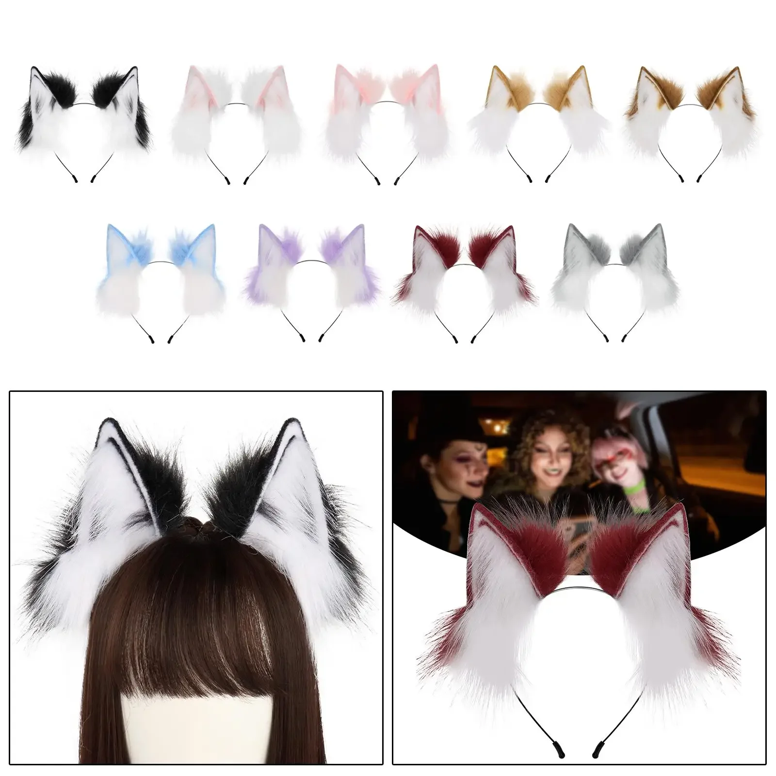 

Fox Ears Decor Hair Hoop for Stage Performance Role Play Party Fancy Dress Gifts
