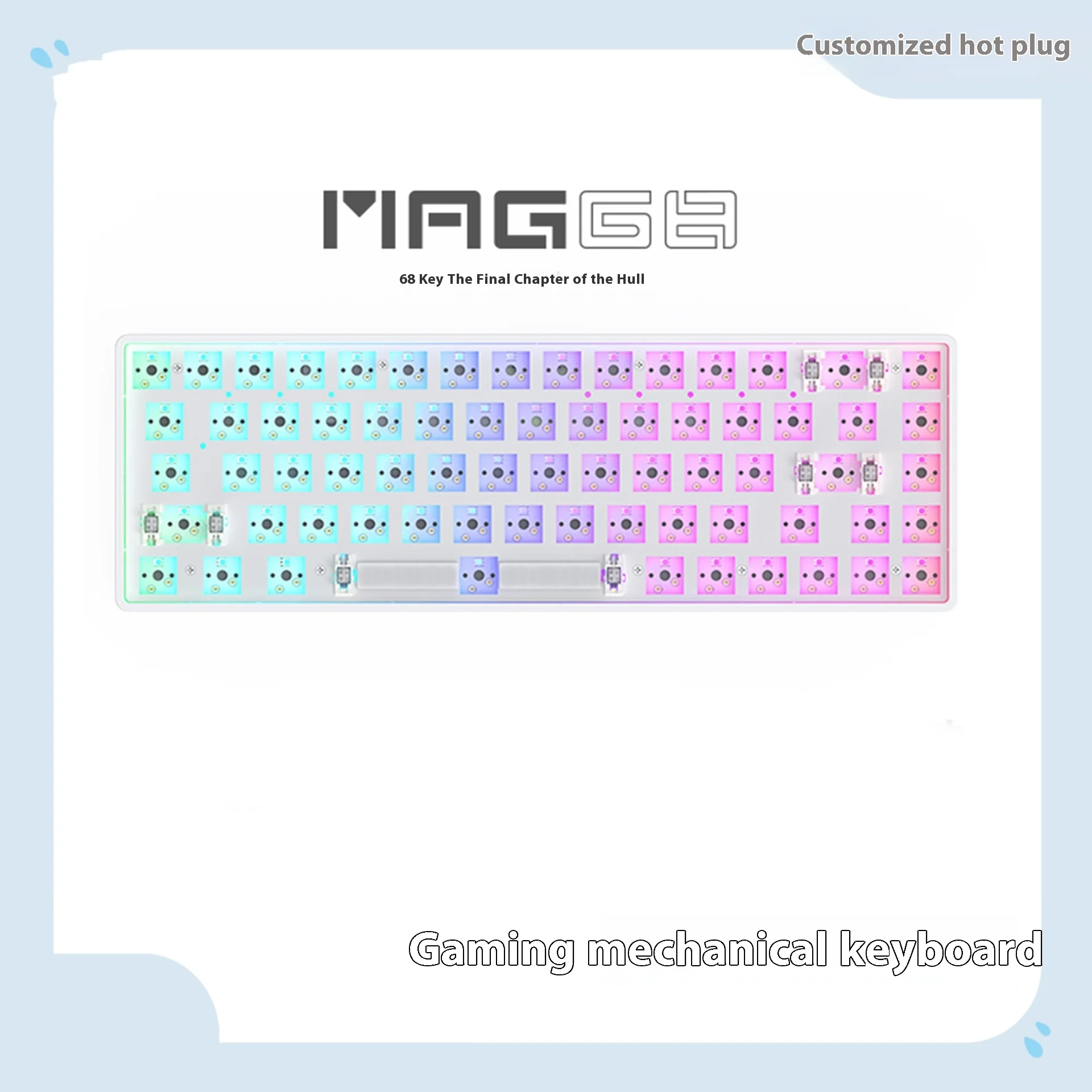 

68-Key Mechanical Keyboard Kit Bluetooth Wireless Conne ction Diy Custom Hot-Swappable Mechanical Axis Gaming Keyboard Battery