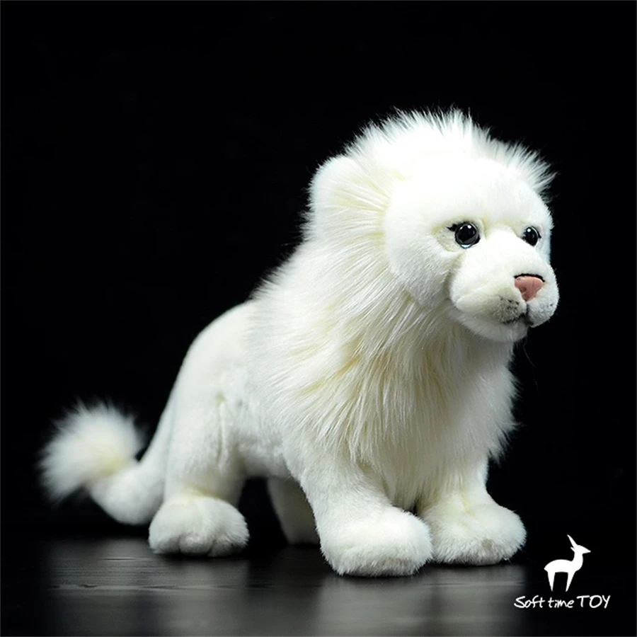 

White Lion High Fidelity Anime Cute Plushie African Plain Plush Toys Lifelike Animals Simulation Stuffed Doll Kawai Toy Gifts