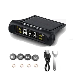 Car Solar USB Power Real Time Temperature Monitor TPMS High and Low Tire Pressure Alarm Digital Tire Pressure Monitoring System