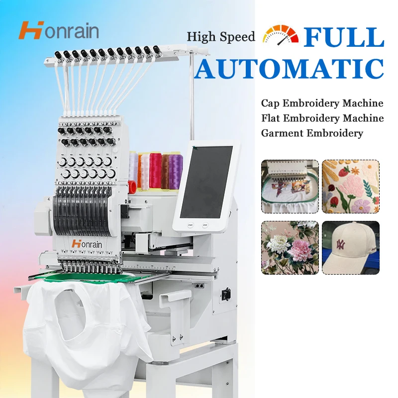 1 Head 9/12 Needle Computer Embroidery Machine Mini Automatic T-shirt Embroidery Machine New Condition Motor Engine for Home Use