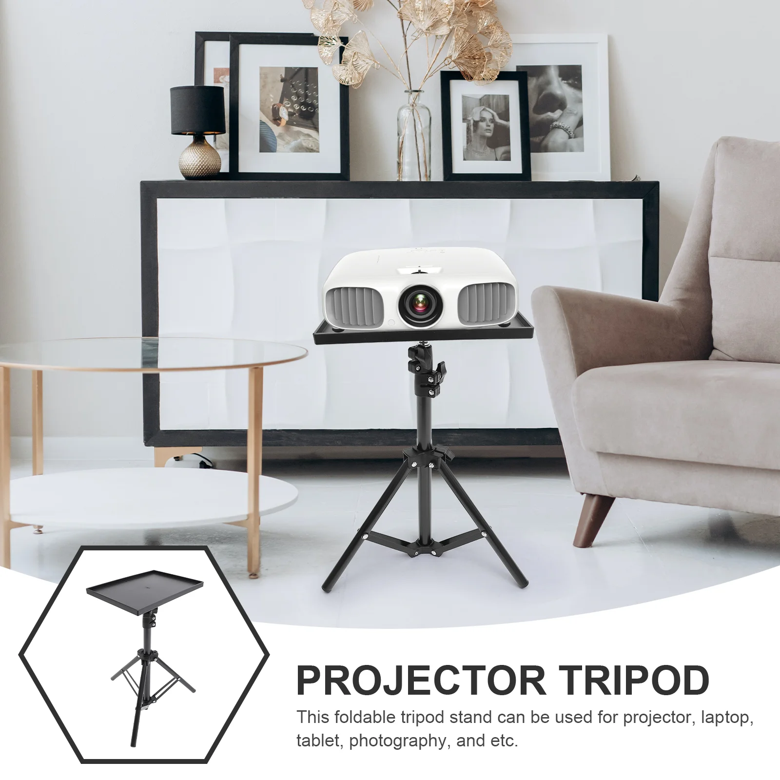 Laptop Stand Tripod Projector Computer Floor Tray Table Mount Rack Holder Shelf Mouse Storage Book Tablet Mic Utility Foldable