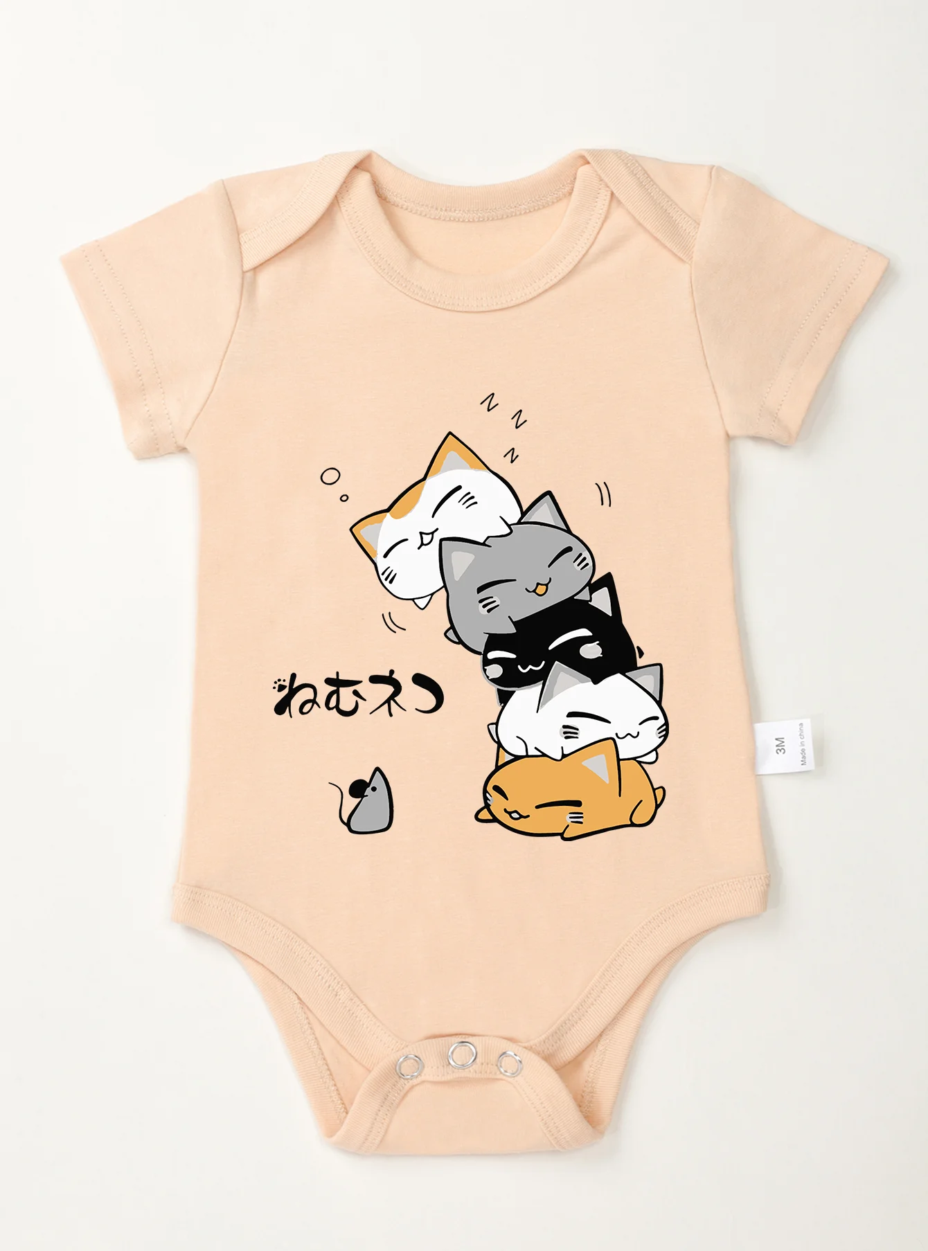 Baby Girl Boy Newborn Bodysuit Infant Toddler Trendy Short Sleeve Harajuku Clothes Jumpsuit Romper Cat Carton Pattern