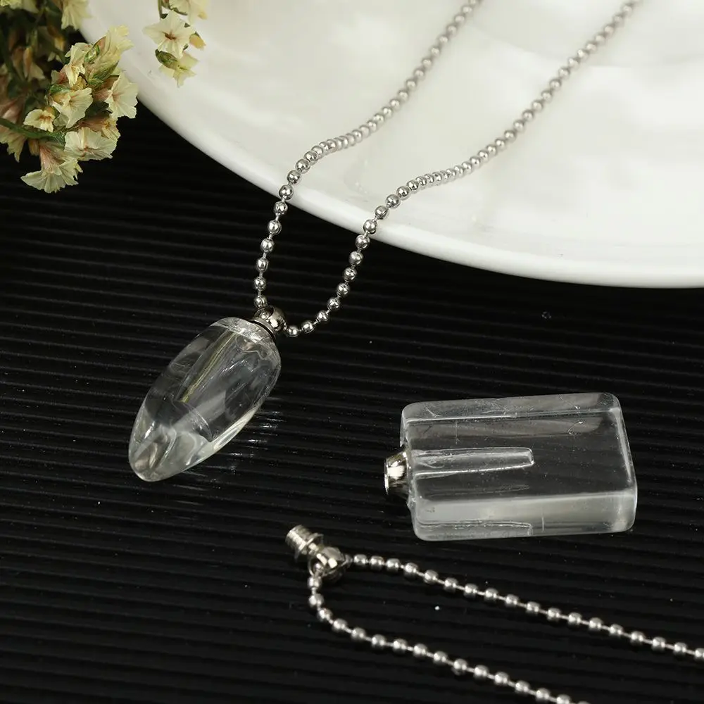 Clear Crystal Vial Necklace Wishing Bottle Pendant Perfume Jar Pendant Lucky Charm Ash Locket Openable Cap DIY Jewellery Gift