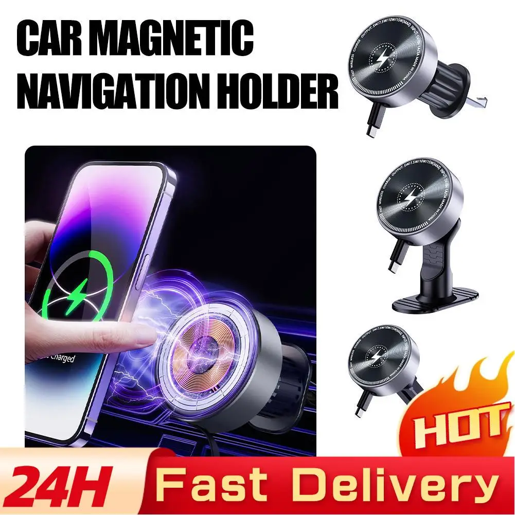 

2025 Car Magnetic Wireless Phone Charger Adapter 15W Air Vent Car Phone Holder For IPhone 12 13 14 15 U6Z7