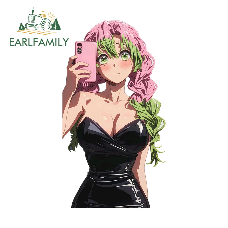 

EARLFAMILY 13cm X 7.1cm for Kanroji Mitsuri Pretty Beauty Car Stickers Fashionable Sunscreen Decals Car Door Protector Cute