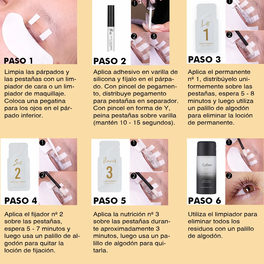 Novo Gollee 4-6 semanas lash e sobrancelha levantamento perm semi-permanente laminação de cílios para modelador de cílios elevador maquiagem à prova dwaterproof água natural