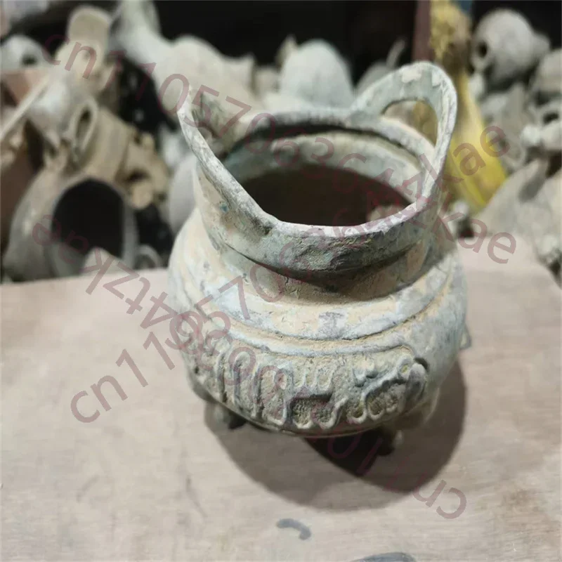 Come From FOLK Collection Old Unearthed bronze Double ear incense burner,carved with ancient inscriptions Manchu script