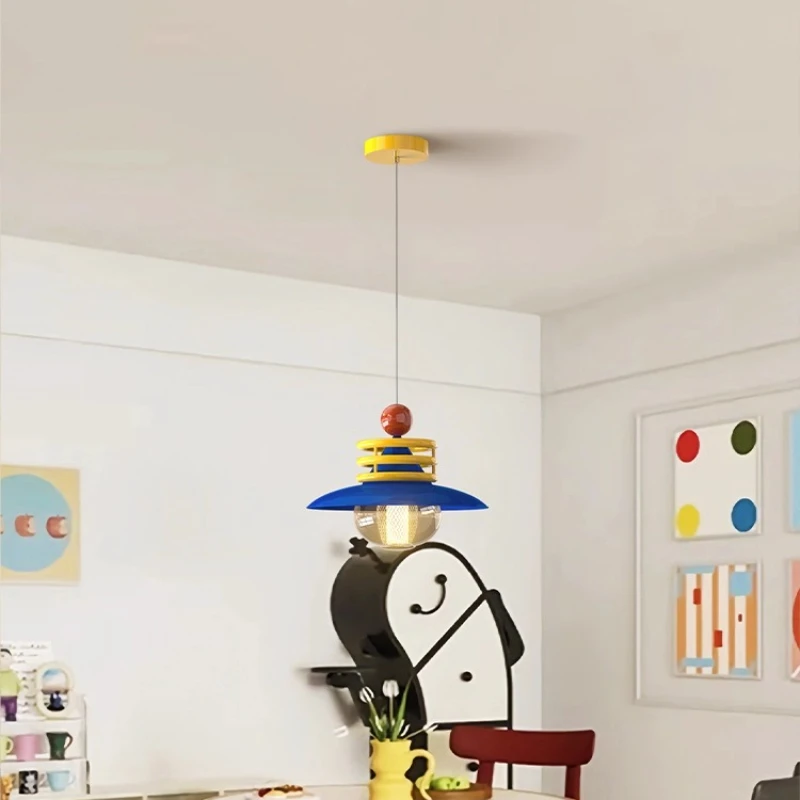 

Restaurant chandelier retro wabi wind color blue table light 2025 new designer