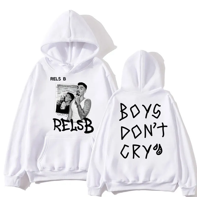 Rels B Flakk Skiny Flakk Smile Hoodie Boys Don't Cry Letter Hip Hop Vintage Long Sleeve Sweatshirt Loose Casual Unisex Tracksuit