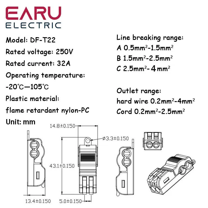 1/5/10/30/50/100Pcs T-Tap Quick Electrical Cable Connectors Snap Splice Lock Wire Terminal Crimp Wire Connector Push-in Terminal