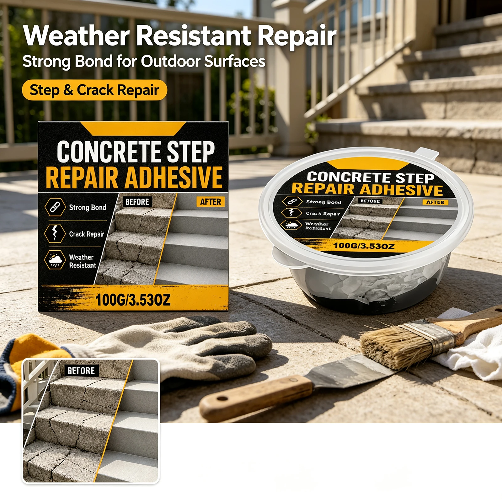 100g Concrete Step Repair Adhesive Multi Purpose Crack Filler Waterproof Sealant Invisible Adhesive Anti-Leak Liquid Coating