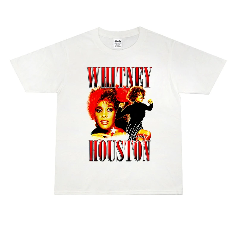 

Футболка с принтом персонажей Whitney Houston ex Cotton Street Sle round Ne ort Sve, летняя футболка стандартного кроя Ro