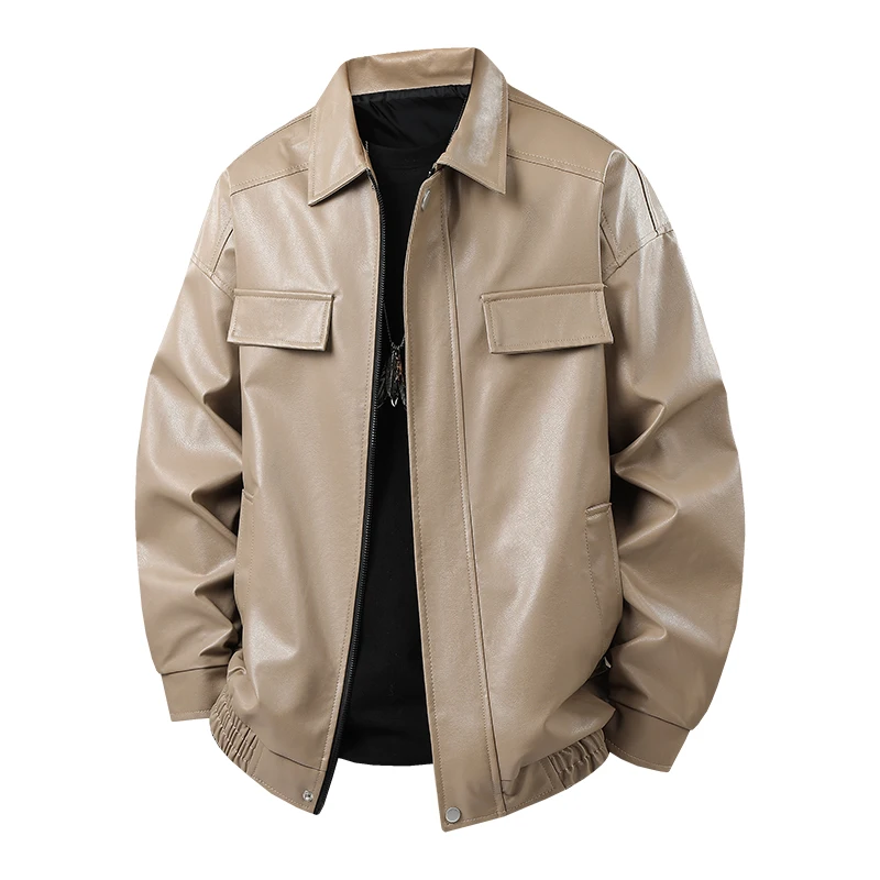

Winter Youth Outdoor Fashion Trend High-quality Imitation Leather Jacket Comfortable Stand Up Collar Handsome Leather Jacket