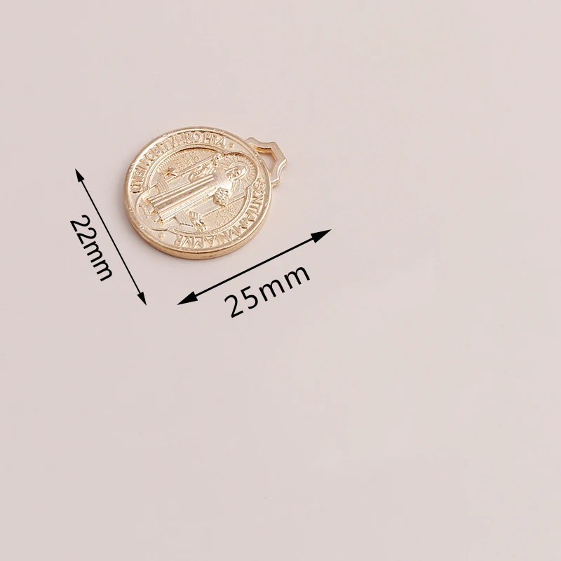 Leslie 10 Stück 22*25mm Charms aus Legierung, Jesus-Kreuz-Münzen-Anhänger für Ohrhänger, Halsketten, Armbänder, DIY-Schmuckherstellungszubehör – Detail 2