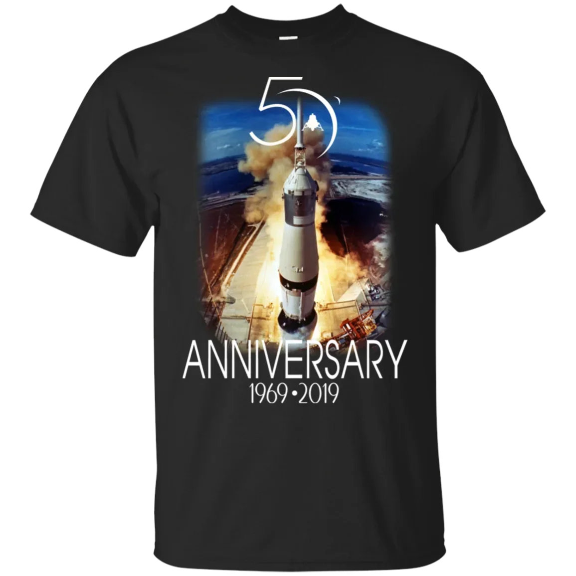 Apollo 11 50Th Anniversary Saturn V Launch Lunar Mission Black T-Shirt M-3Xl 2019 Unisex Tees
