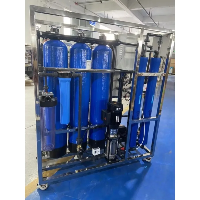 Industrial 500LPH RO Machine Engineering Grade Reverse Osmosis Water System For Borehole Well Water Treatment PLC SS304