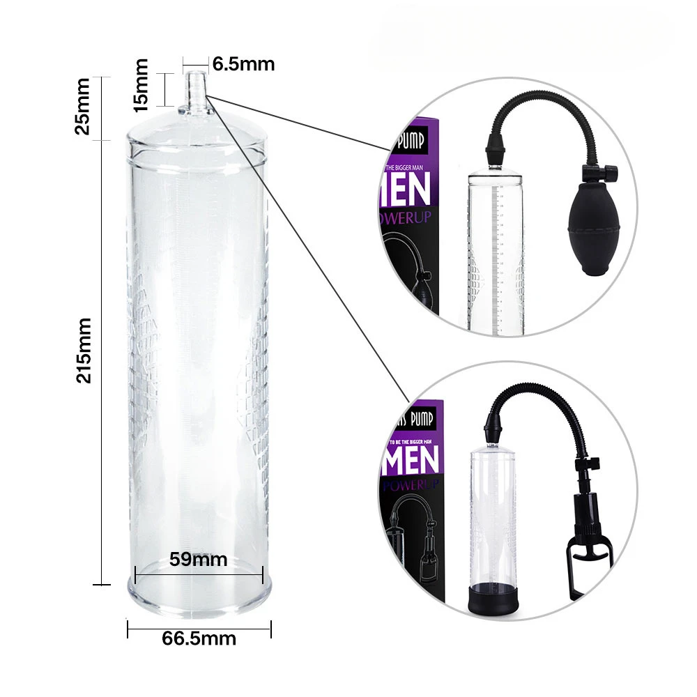 Men Vacuum Pump Replacement Kit with Transparent Acrylic Cylinders, Gauge Head, Extension Sleeve and Flexible Connector Hose view 3