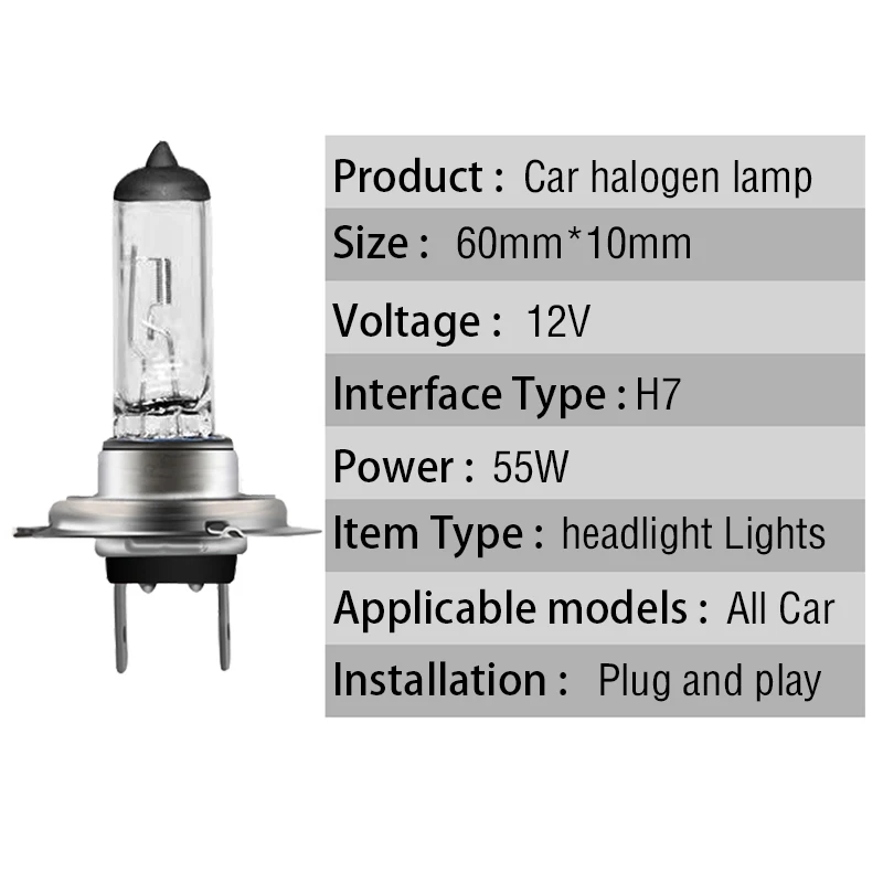 2pcs H7 12V 55W  Front Fog Lights Halogen Bulb High Power Car Headlights Lamp Car Light Mitsubisi Launcher 7000Lm Source Parking