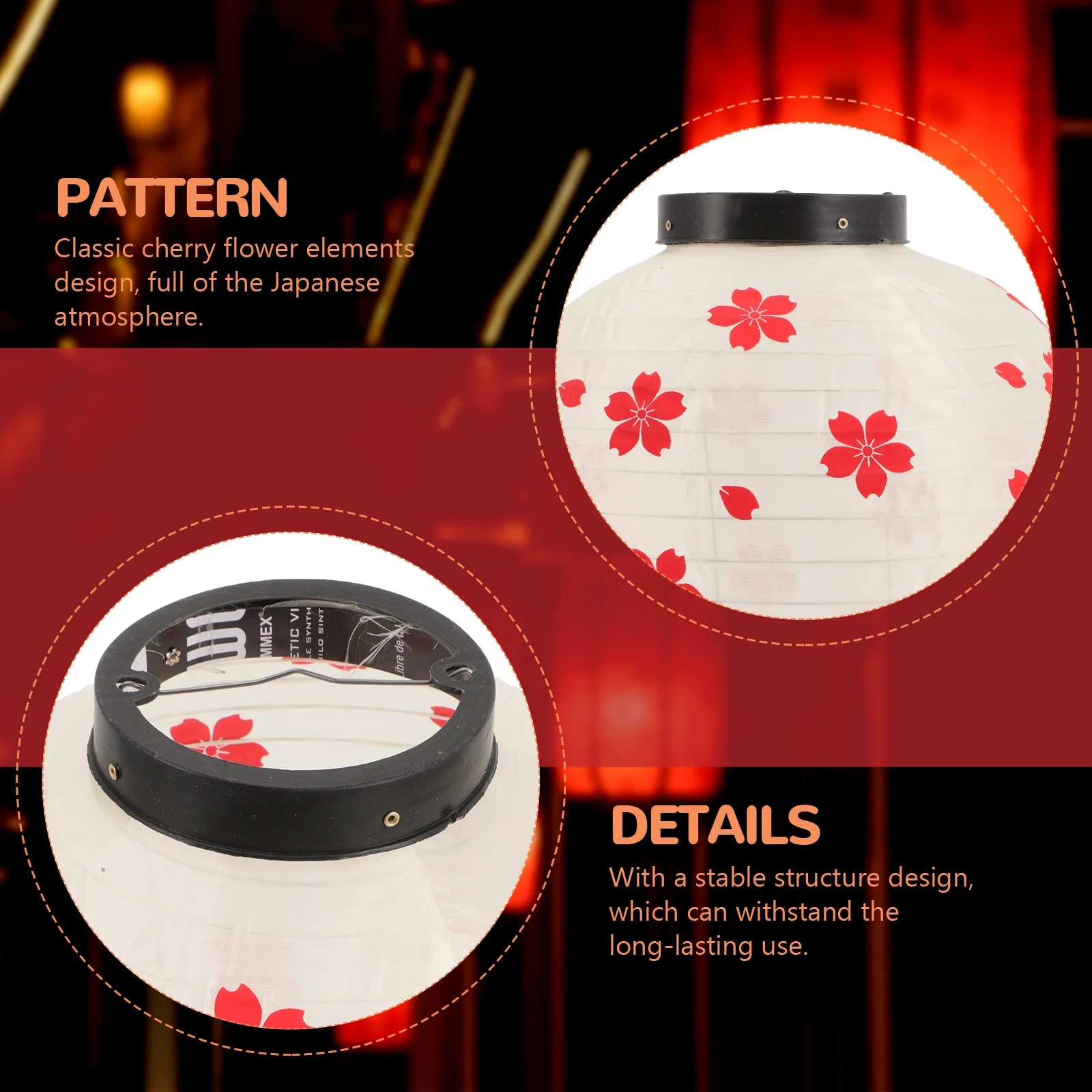 

Japanese Lantern Silk Cloth Cherry Flower Decor Foldable Restaurant Outdoor Hanging Lantern Classic Design Indoor Lighting