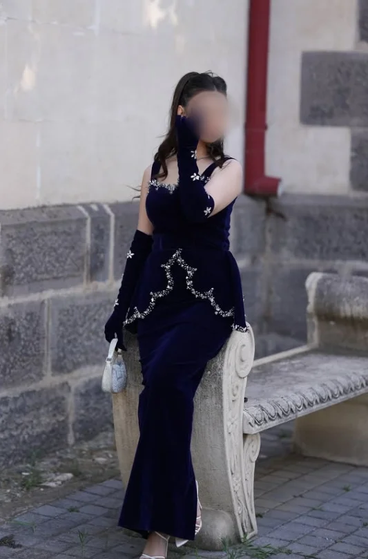 Customized Navy Blue Halter Gorgeous Evening Dress Ruffle Lace Slit Hem Fishtail and Floor Back Slit Gemstone Studded Formal