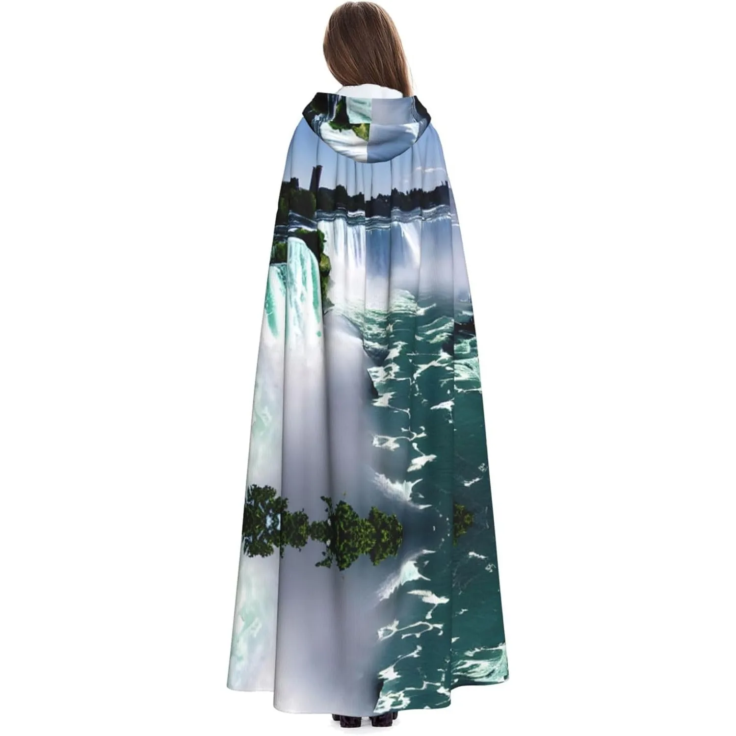 

Накидка с капюшоном для взрослых с осенним принтом Ниагара, карнавальная фестивальная накидка, халат для косплея, костюм для вечеринки, готический карнавал