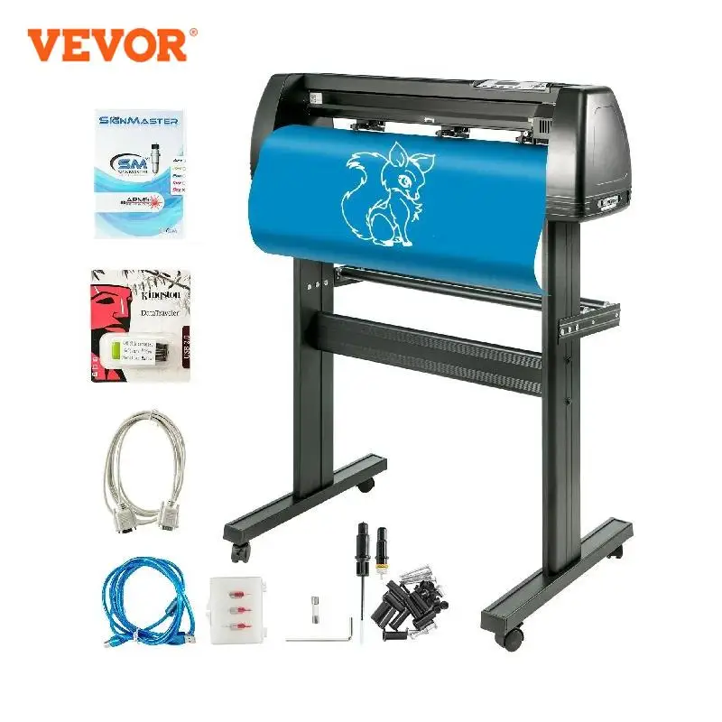 VEVOR 28 Inch Vinyl Cutter Machine with Floor Stand Vinly Sign Cutting Plotter Starter Kits Software Adjustable Force  Speed