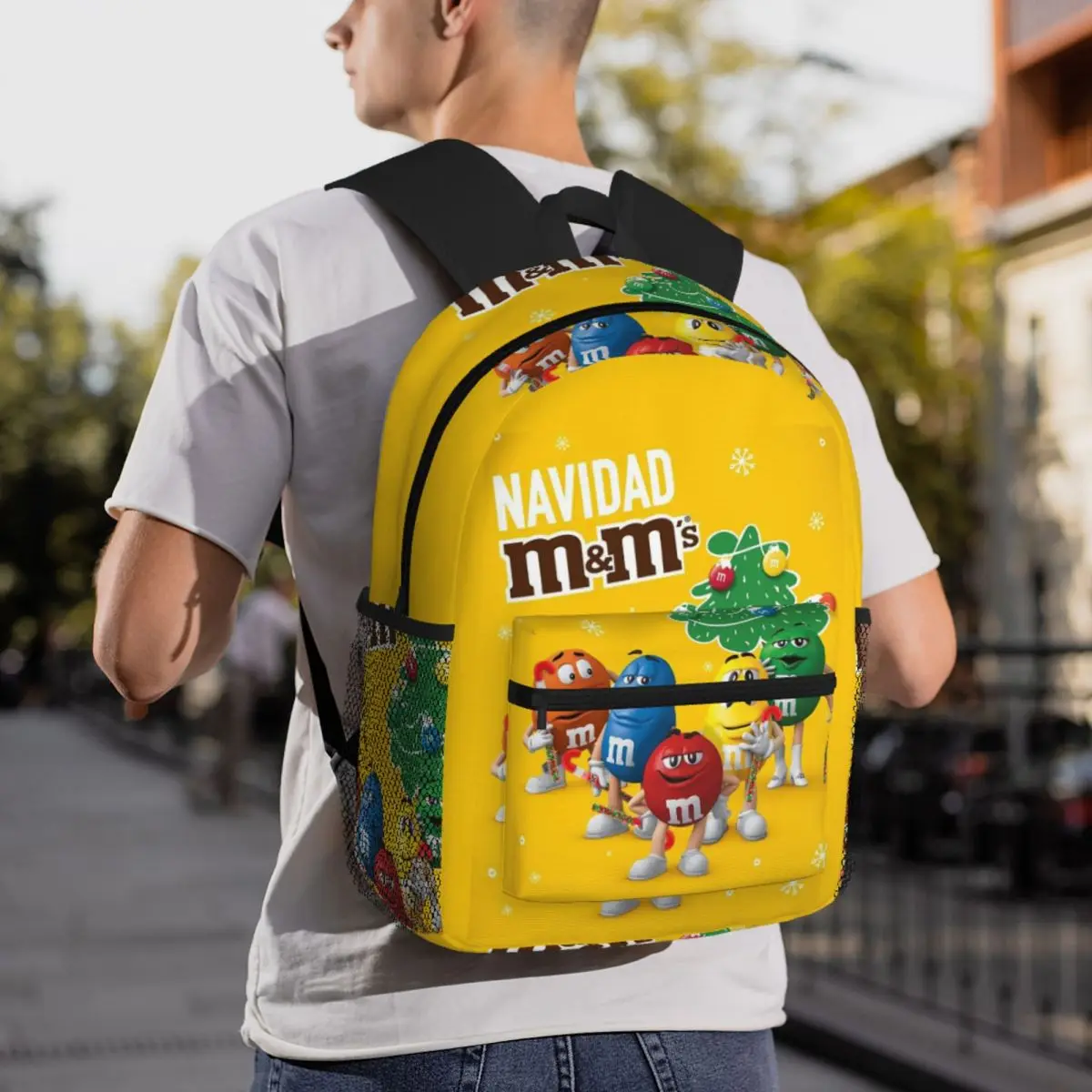MM Chocolate Candy Cartoon Backpack Daypack Large Capacity Children BookBag School Bag Shoulder Bags for Men Women