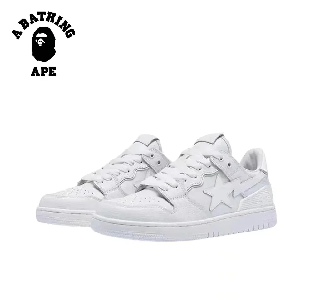 A BATHING APE Herren All Black Shark BAPESTA Casual Plateau-Schuhe Unisex Damen Rutschfeste Outdoor Weiche Laufschuhe