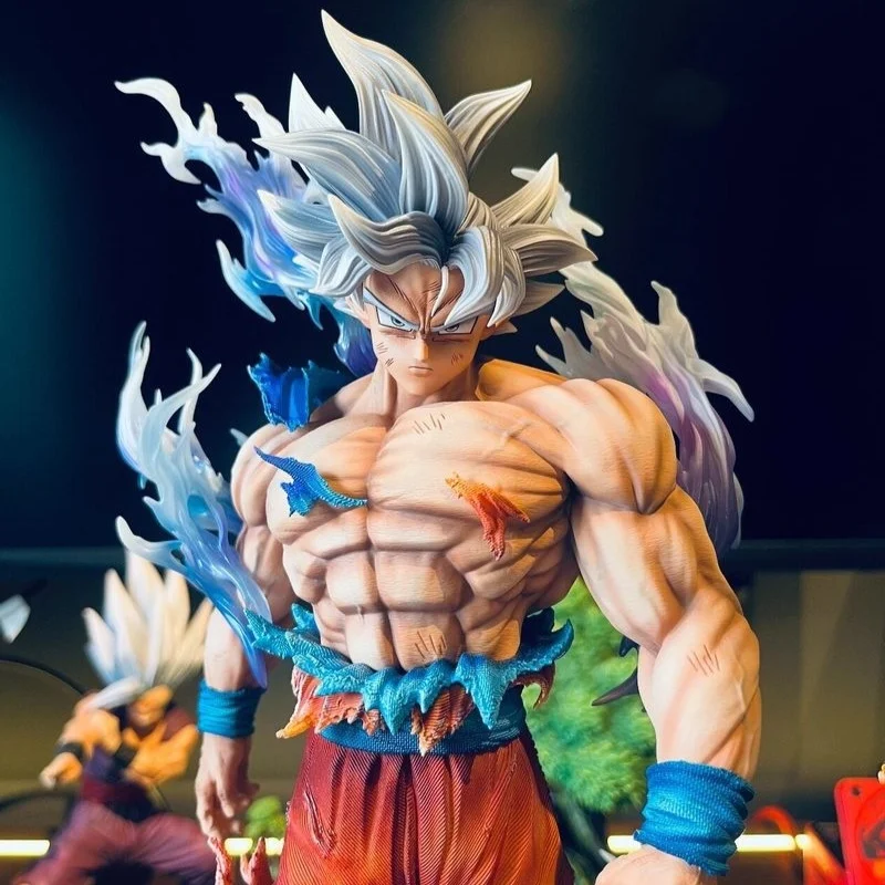

42cm Dragon Ball Ultra Instinct Goku Large Size Pvc Figure Replaceable Double Head Statue Collectible Anime Model Toy Decor Gift