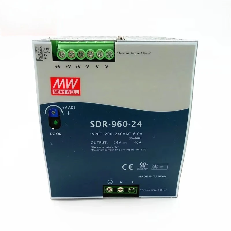 Meanwell-Switching Power Supply, High Efficiency AC DC Switch Mode, DIN Rail, SDR-960-24, 960W, 24V
