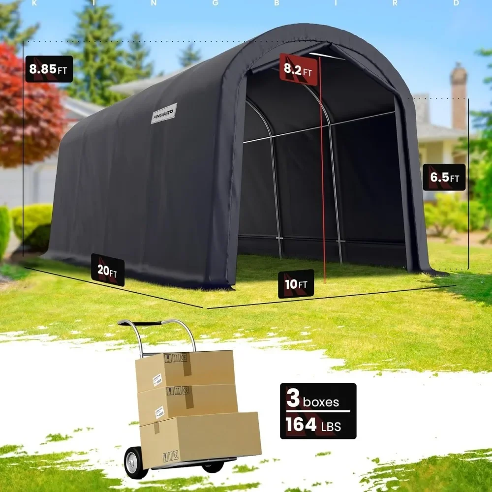 10' x 20' Round Style Garage Shelter Anti-Snow Heavy Duty Storage Shelter Carport Portable Canopy Storage Shelter Shed