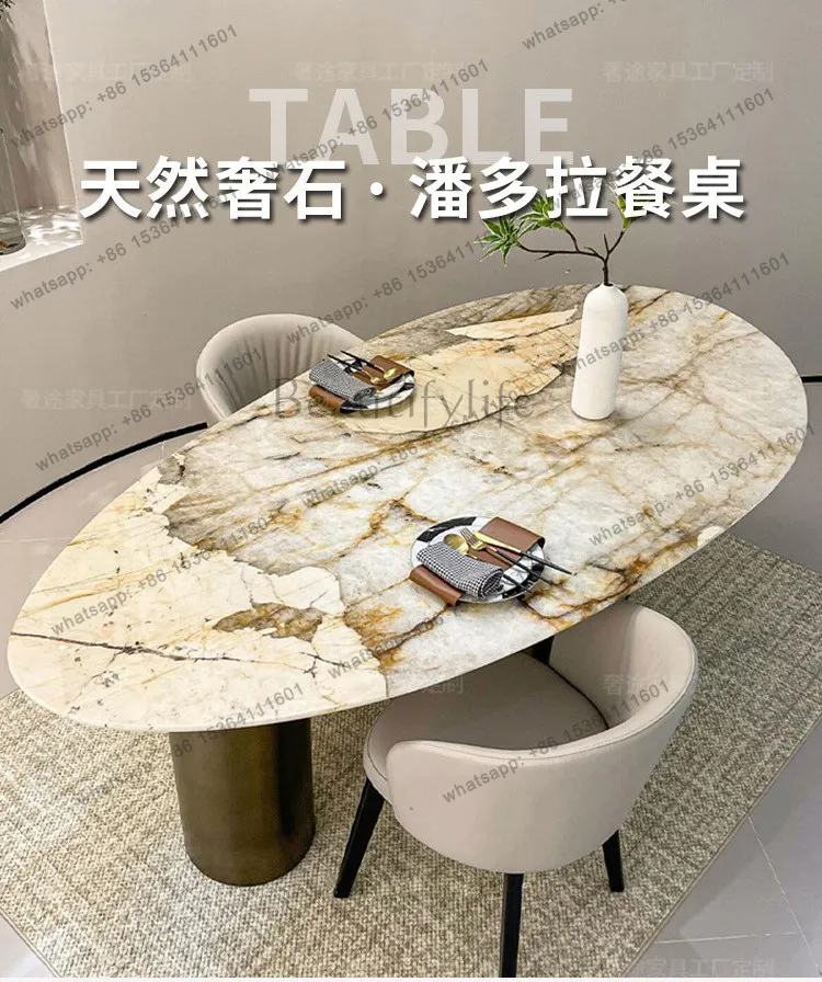 YJ luxury stone dining table Italian mansion large flat floor pure natural marble premium dining table