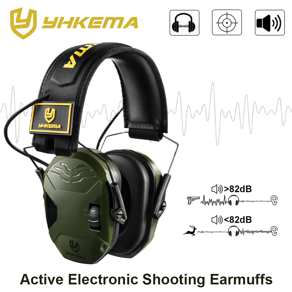 YHKEMA Tactical Electronic Shooting Earmuffs Outdoor Hunting Sound Pickup Noise Reduction Protection Hearing Headset
