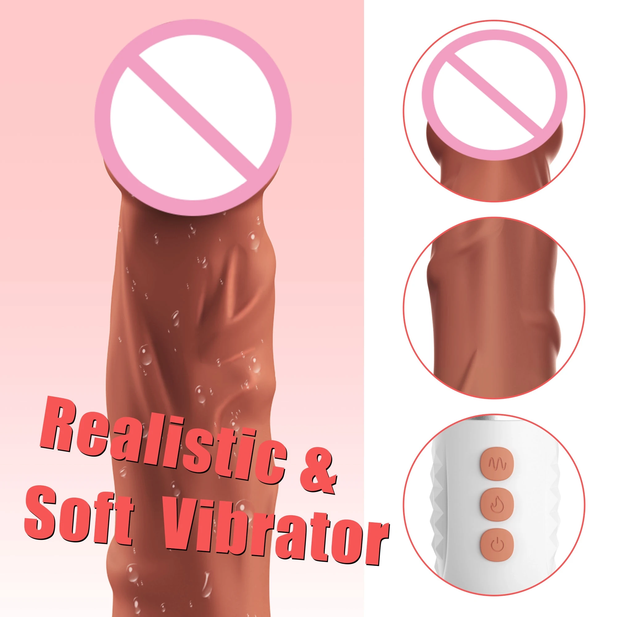 Realistic Dildo Vibrator for Women Vaginal Clitoral Stimulation G Spot Massager with 10 Vibrating&Heating Modes Dick Sex Toys