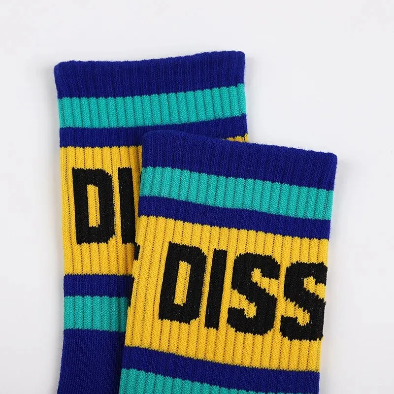 5 Pairs/Set Unisex Socks Multicolor Letter Diss Pattern Mid Tube Socks Suit In All Seasons For Daily Sports