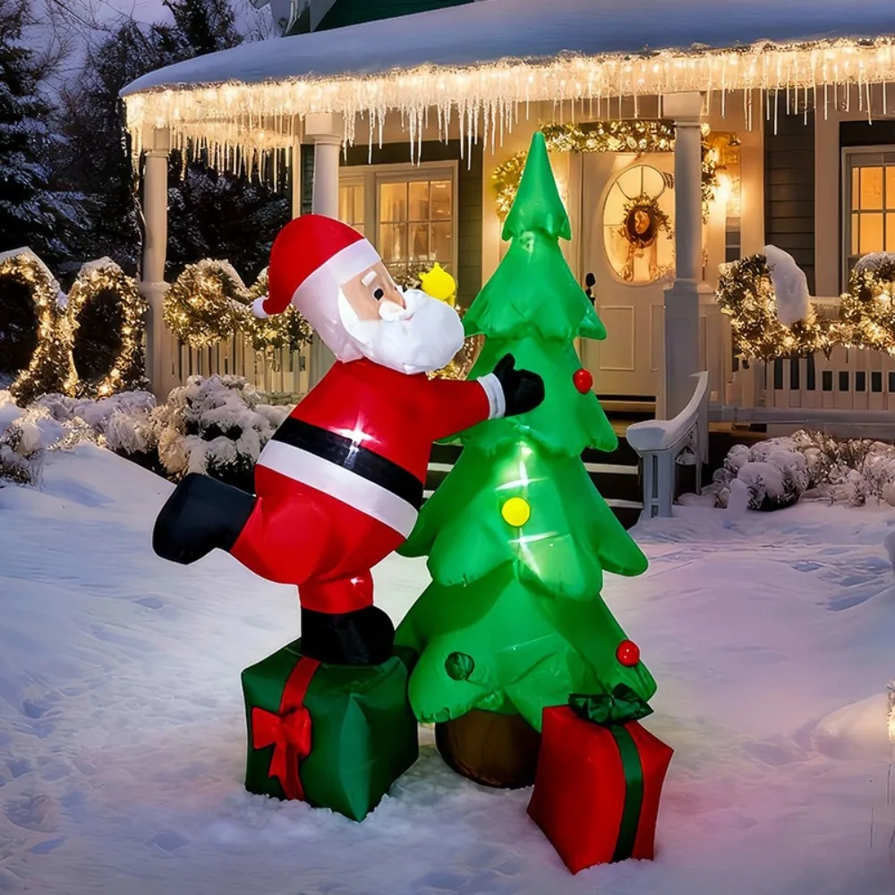 Shopping Mall Outdoor Santa Claus Inflatable Model Festival Courtyard 7 Feet/2.1m Ornament Christmas Tree Gift Box Decoration