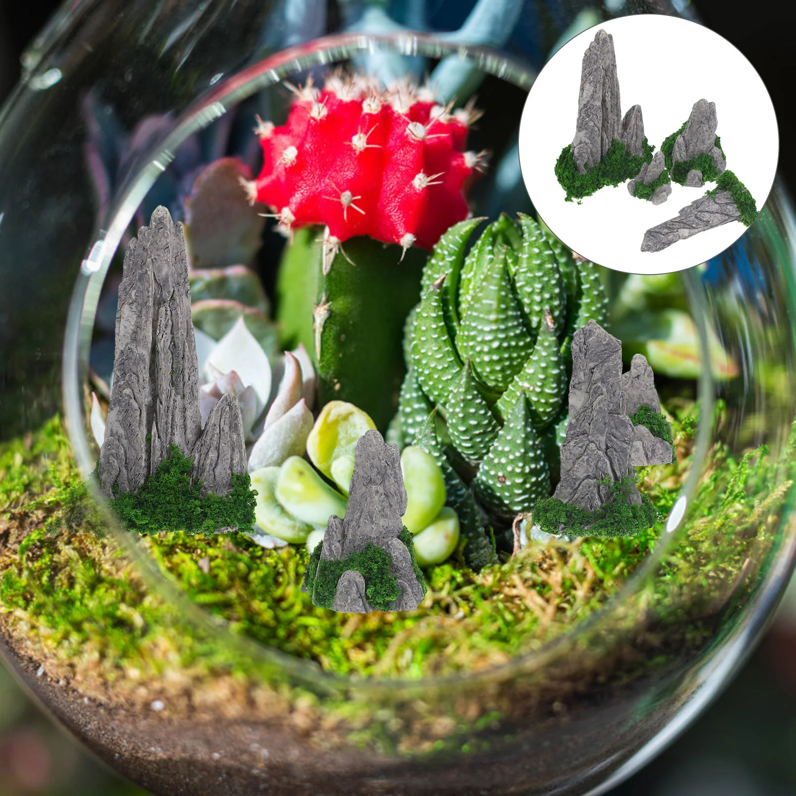 

8 Pcs Simulated Rockery Ornaments Desktop Accessories Flowerpot Micro Landscape Resin Decor Mountain